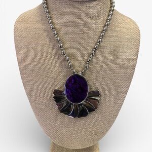 Karla Jordan Purple and Silver Pendant Necklace